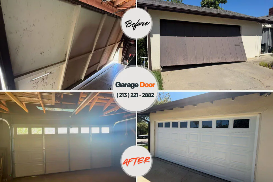Before and after: garage door repair Charlestown, MD